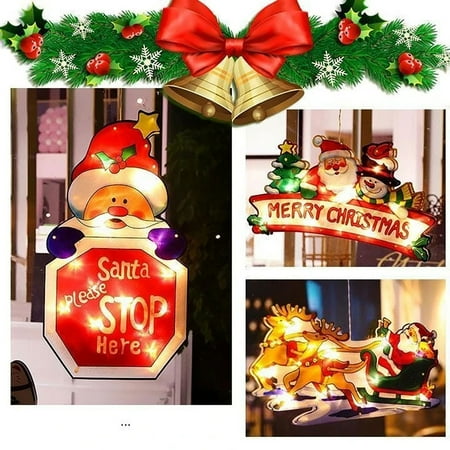 Deyuer Christmas LED Santa Claus Suction Cup Window Fairy Hanging LIght Holiday Decor