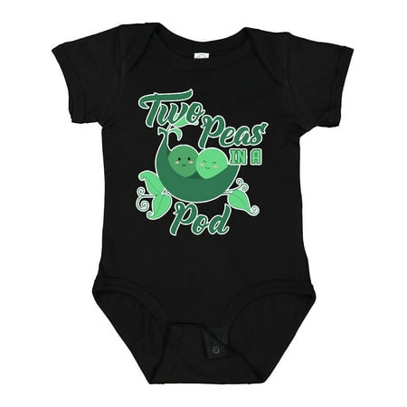 Inktastic Two Peas in a Pod with Faces Gift Baby Boy or Baby Girl Bodysuit
