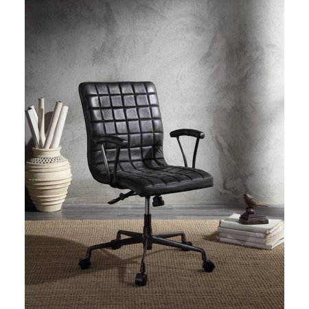 Acme Barack Executive Office Chair in Vintage Black and Aluminum