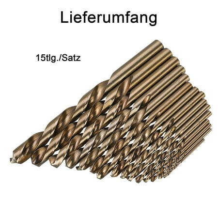 HSS-Co Edelstahl Spiralbohrer 15-tlg. Cobalt Stahl Bohrer Set 5 % M35 1 5-10mm
HSS-Co Edelstahl Spiralbohrer 15-tlg. Cobalt Stahl Bohrer Set 5 % M35 1 5-10mm