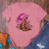 LoyGkgas Women Western Boots Love Heart Cowboy Hat Graphic T-Shirt-Rose Gold-M
