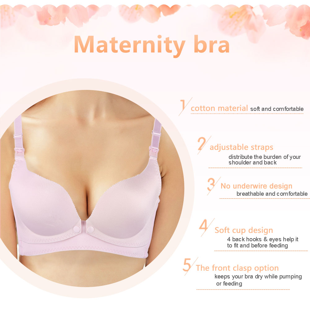 LYUMO LYUMO Wireless Front Button Nursing Maternity Cotton Bra For