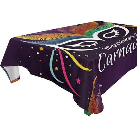 Hyjoy Mardi Gras Tablecloth Waterproof Washable Polyester Square Table Cover Durable Tablecloth for Kitchen Dining Table Party Decor (60 X 90 Inch)