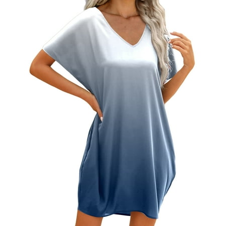 Women V-Neck Short Sleeve Dresses Tie Dye Casual Loose Fit T-Shirt Tunic Short Dress Pajamas with Pockets
Women V-Neck Short Sleeve Dresses Tie Dye Casual Loose Fit T-Shirt Tunic Short Dress Pajamas with Pockets