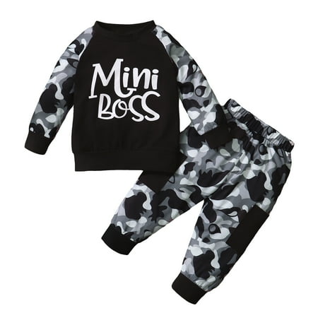 Kucnuzki 3T Toddler Boy Fall-Winter Outfits Pants Sets 4T Toddler Boy Long Sleeve MINI BOSS Letter Contrast Camouflage Prints Sweatshirt Tops Elastic Pants 2PCS Set
Kucnuzki 3T Toddler Boy Fall-Winter Outfits Pants Sets 4T Toddler Boy Long Sleeve MINI BOSS Letter Contrast Camouflage Prints Sweatshirt Tops Elastic Pants 2PCS Set