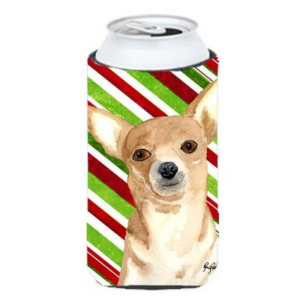 Candy Stripe Chihuahua Christmas Tall Boy bottle sleeve Hugger 22 to 24 oz.