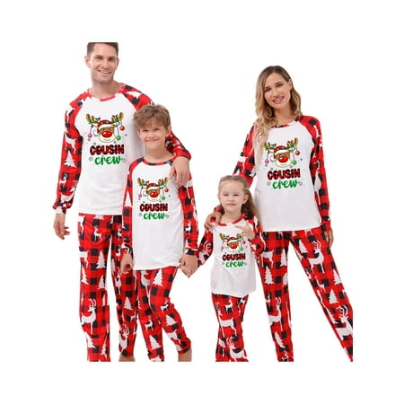 Family Matching Christmas Pajamas Set Long Sleeve Reindeer Print Raglan Tops Plaid Pants Set
Family Matching Christmas Pajamas Set Long Sleeve Reindeer Print Raglan Tops Plaid Pants Set