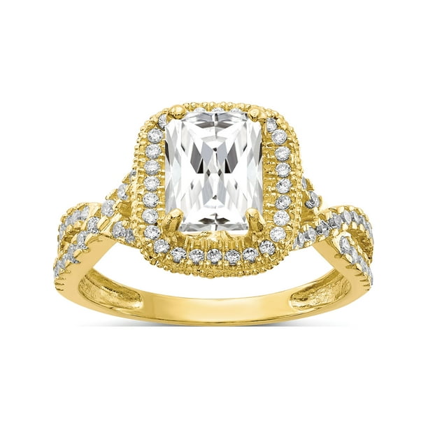 10k Yellow Gold Tiara Collection Polished CZ Ring