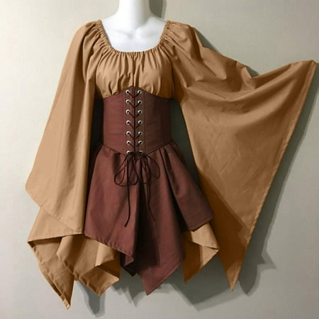 For Womens Trumpet Sleeve Irish Shirt Dress With Corset Traditional Dress Women M Gothic Retro Long Sleeve Corset Dress Women s Casual Dress Brown M
For Womens Trumpet Sleeve Irish Shirt Dress With Corset Traditional Dress Women M Gothic Retro Long Sleeve Corset Dress Women s Casual Dress Brown M