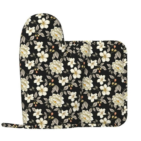 Oven Mitts and Pot Holders Sets White flower Non-Slip Silicone Oven Gloves Potholders Cotton Lining Heat Resistant Gloves Hot Pads for Kitchen Cooking Baking
Oven Mitts and Pot Holders Sets White flower Non-Slip Silicone Oven Gloves Potholders Cotton Lining Heat Resistant Gloves Hot Pads for Kitchen Cooking Baking