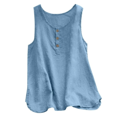 koaiezne Womens Crew Neck Sleeveless Top T Shirt Button Up Top T Shirt Women s Long Sleeve Cotton Tops under Scrub Tops for Women Long Sleeve