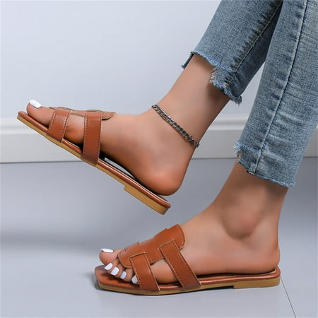 slipper for Women Fashion Spring And Summer Women Slippers Flat Solid Color Casual Style Seaside Beach Shoes PU Dress Sandals for Women Coffee
slipper for Women Fashion Spring And Summer Women Slippers Flat Solid Color Casual Style Seaside Beach Shoes PU Dress Sandals for Women Coffee