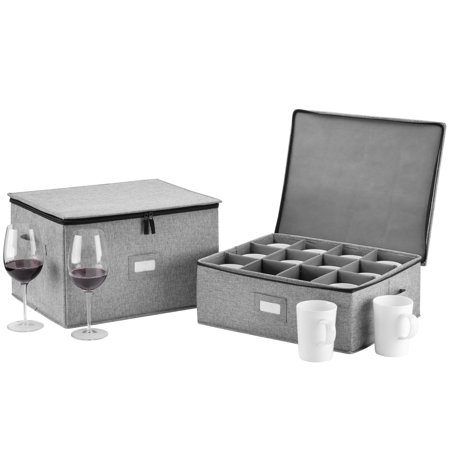 Wine Glass Storage and Cup Storage Case - Set of 2 Stackable Containers with Fully Padded Interior and Outside Hard Shell - 12pcs per Box with Insert Cards for Labelling and Side Handles
Wine Glass Storage and Cup Storage Case - Set of 2 Stackable Containers with Fully Padded Interior and Outside Hard Shell - 12pcs per Box with Insert Cards for Labelling and Side Handles