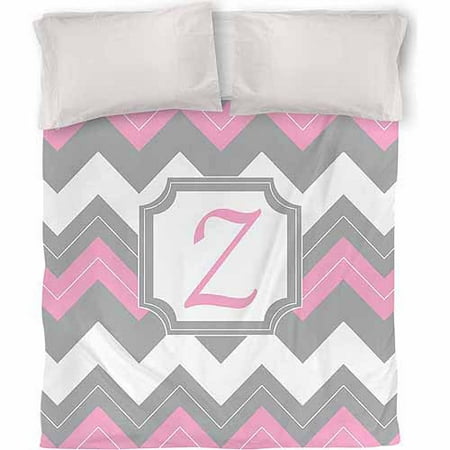 IDG Chevron Monogram Duvet Cover, Pink