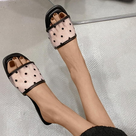 

Flat Sandals Flat Sandals Comfortable Shoes Polka Dot Tulle Open Toe Slippers Summer Deals Big Clearance