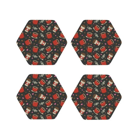 Coasters Set of 4 - Red Mug Coffee Print Drink Coasters for Tabletop Protection Leather Coasters for Living Room Decor and Housewarming Gift Hexagon
Coasters Set of 4 - Red Mug Coffee Print Drink Coasters for Tabletop Protection Leather Coasters for Living Room Decor and Housewarming Gift Hexagon