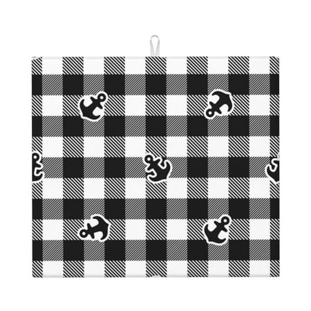 Dish Drying Mats for Kitchen Counter Anchor Black Tartan Plaid 16x18in Dish Drying Pad Coffee Mat with Hanging Loop Super absorbent Kitchen Counter Mat Coffee Bar Accessories
Dish Drying Mats for Kitchen Counter Anchor Black Tartan Plaid 16x18in Dish Drying Pad Coffee Mat with Hanging Loop Super absorbent Kitchen Counter Mat Coffee Bar Accessories