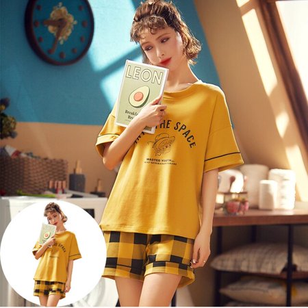 QWZNDZGR Summer New Knitted Cotton Cute Cartoon Pyjamas Set Women Pajamas Casual Plaid Sleepwear Short Nightwear Sleeve Homewear Fashion
QWZNDZGR Summer New Knitted Cotton Cute Cartoon Pyjamas Set Women Pajamas Casual Plaid Sleepwear Short Nightwear Sleeve Homewear Fashion