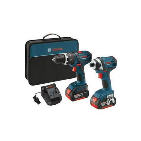 Factory-Reconditioned Bosch CLPK245-181-RT Compact Tough 18V Cordless Lithium-Ion Hammer Drill & Impact Driver Combo Kit (Refurbished)