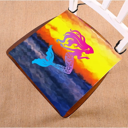 GCKG Mermaid Chair Cushion,Mermaid Chair Pad Seat Cushion Chair Cushion Floor Cushion with Breathable Memory Inner Cushion and Ties Two Sides Printing 16x16 inch