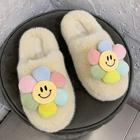 CoCopeanut Lovely Sun Flower Women Slippers Winter Bedroom Warm Fuzzy Fluffy Flat Shoes Home Slippers Baotou Lazy Thick Fur Slides
CoCopeanut Lovely Sun Flower Women Slippers Winter Bedroom Warm Fuzzy Fluffy Flat Shoes Home Slippers Baotou Lazy Thick Fur Slides
