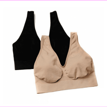 Rhonda Shear Seamless Ahh Bra 2-pack in Black/Nude Small (494034)