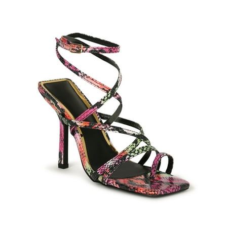 Liliana Double Square Split Toe Strappy Heels 20292