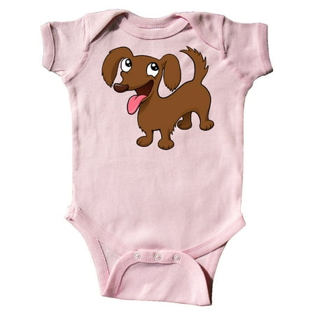 Inktastic Happy Long-Haired Dachshund Gift Baby Boy or Baby Girl Bodysuit