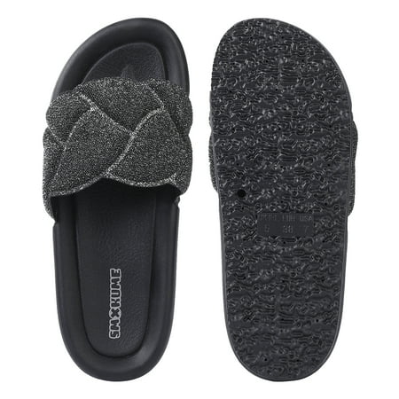 GloryStar Women s Glitter Embossing Slides Sandals Fashion Sparkly Round Open Toe Slip On Soft Thick Cushion Flat Slide
GloryStar Women s Glitter Embossing Slides Sandals Fashion Sparkly Round Open Toe Slip On Soft Thick Cushion Flat Slide