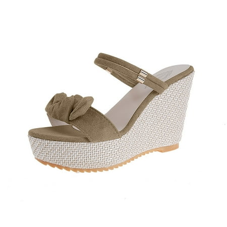 TUOBARR Womens Wedge Sandals Fashion Women Solid Color Bowknot Bandage Comfy Sandals Slope Heeled Beach Casual Shoes Beige
TUOBARR Womens Wedge Sandals Fashion Women Solid Color Bowknot Bandage Comfy Sandals Slope Heeled Beach Casual Shoes Beige