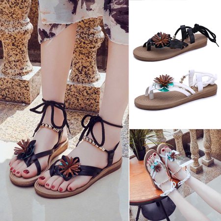 Cethrio Sandals for Women Flats Shoes- on Clearance Wide Width Flat Roman Flower Clip-Toe with Ties with Pockets Black Dressy Sandals/ Slides Size 4.5
Cethrio Sandals for Women Flats Shoes- on Clearance Wide Width Flat Roman Flower Clip-Toe with Ties with Pockets Black Dressy Sandals/ Slides Size 4.5