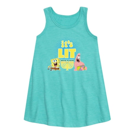SpongeBob SquarePants - It s Lit Hanukkah - Toddler and Youth Girls A-line Dress