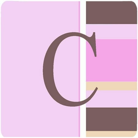 Monogram - Pink Stripes Foam Coasters Initial Letter C Set Of 4
