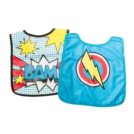 Super Hero Bib with Cape! (BAM and Lightning strike cape)