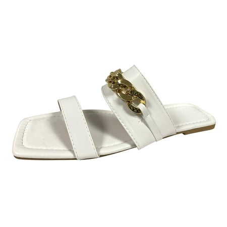 Ladies Fashion Solid Color Leather Metal Chain Flat Casual Beach Sandals Glitter Sandals Women Womens Slipper Sandals
Ladies Fashion Solid Color Leather Metal Chain Flat Casual Beach Sandals Glitter Sandals Women Womens Slipper Sandals