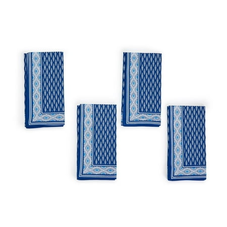Two s Company Blue Print Set Of 4 Napkins