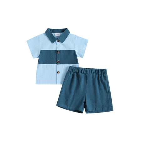 Sunloudy Infant Toddler Baby Boys Summer Outfit Short Sleeve Contrast Button Shirt Elastic Waist Cotton Shorts Set Dailywear
Sunloudy Infant Toddler Baby Boys Summer Outfit Short Sleeve Contrast Button Shirt Elastic Waist Cotton Shorts Set Dailywear