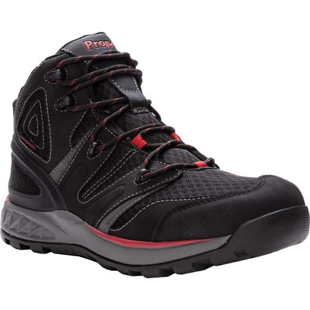Men s Propet Veymont Waterproof Hiking Boot Black/Red Nubuck/Mesh 10 5E