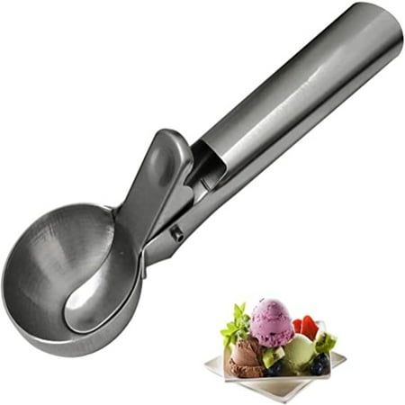 

PEACNNG Stainless Steel Ice Cream Scoop with Trigger Durable & Easy to Use Nonstick for Ice Cream Fruits Melon Ball Sorbet Meatball (Silver)