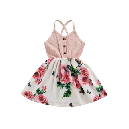 Musuos Toddler Sleeveless Ribbed Dress Girls Floral Print V-neck Cross Spaghetti Strap One-piece
Musuos Toddler Sleeveless Ribbed Dress Girls Floral Print V-neck Cross Spaghetti Strap One-piece