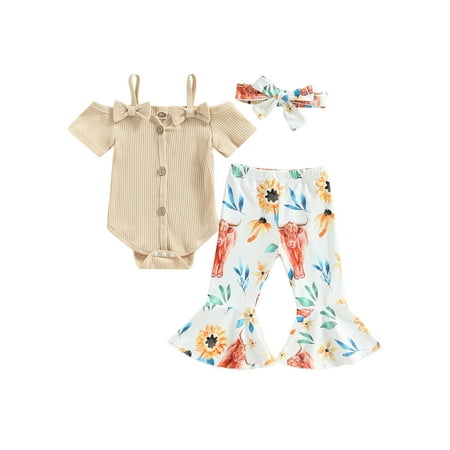 Coduop Infant Baby Girls 3Pcs Bodysuit Set Short Sleeve Off Shoulder Romper+/Flower Pants+Headband
Coduop Infant Baby Girls 3Pcs Bodysuit Set Short Sleeve Off Shoulder Romper+/Flower Pants+Headband