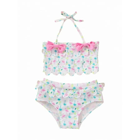 Eyicmarn 2Pcs Toddlers Girls Swimwear Flamingo Print Tied Halter-Neck Tank Tops + Elastic Waist Pantie Swimsuit 6 Months to 3 Years
Eyicmarn 2Pcs Toddlers Girls Swimwear Flamingo Print Tied Halter-Neck Tank Tops + Elastic Waist Pantie Swimsuit 6 Months to 3 Years