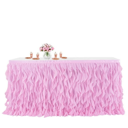 TAONMEISU 6 Ft Curly Willow Table Skirt Birthday Wedding Tulle Table Skirt