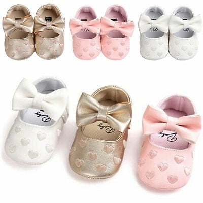 Infant Baby Girl Crib Shoes Bowknot Soft Sole Prewalker Sneakers Newborn to 18M