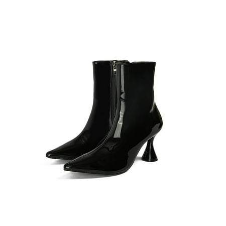 Ritualay Ladies Fashion Bootie Zip Up Patent Leather Boots Slim High Heels Boot Non-slip Comfotable Winter Shoes Outdoor Work Pointy Toe Short Booties Black 8
Ritualay Ladies Fashion Bootie Zip Up Patent Leather Boots Slim High Heels Boot Non-slip Comfotable Winter Shoes Outdoor Work Pointy Toe Short Booties Black 8