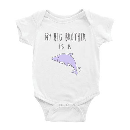 My Big Brother Is A Dolphin Funny Announcement Baby Bodysuit
