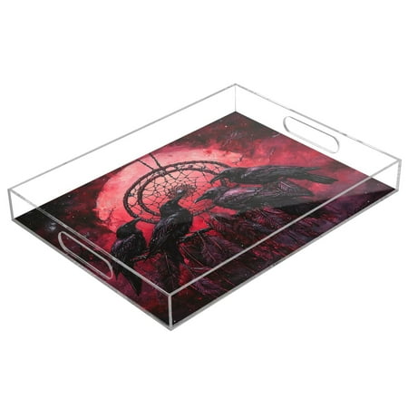 WOBOGO Red Moon Crow Acrylic Serving Trays 15.7x11.8 Inch Spill Proof Clear Decorative Organizer with Handle
WOBOGO Red Moon Crow Acrylic Serving Trays 15.7x11.8 Inch Spill Proof Clear Decorative Organizer with Handle