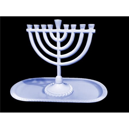 6 x 6.5 in. & 8.4 in. Hanukkah Menorah & Tray Set, Navy
