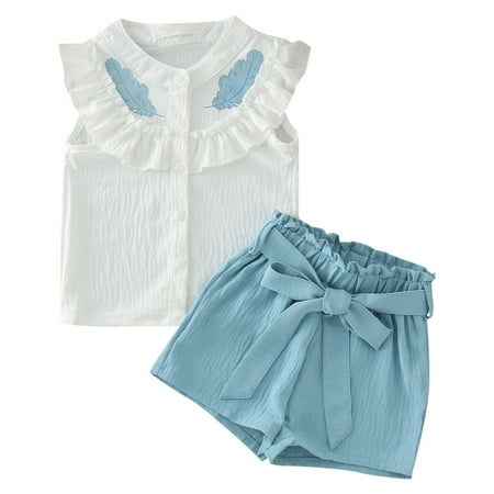 Summer Toddler Girls Sleeveless Feather Printed Ruffles Tops Shorts 2PCS Outfits Set Clothes Kids Child Clothing Streetwear Dailywear Outwear
Summer Toddler Girls Sleeveless Feather Printed Ruffles Tops Shorts 2PCS Outfits Set Clothes Kids Child Clothing Streetwear Dailywear Outwear