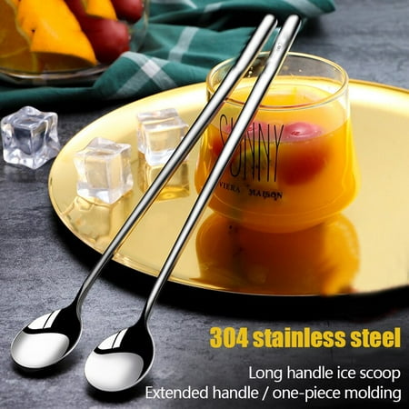 Long Handled 304 Stainless Steel Coffee SpoonIce spoon dessert honey spoon For Picnic Kitchen Accessories Bar Tools
